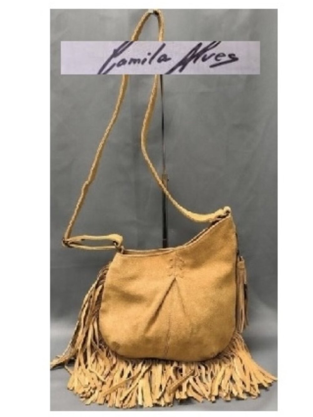 NWOT $399 Muxo Camila Alves  Suede Leather Boho Fringe Crossbody Shoulder Bag